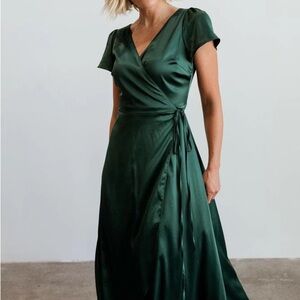 Baltic Born Green Wrap Maxi Dress Tie Front